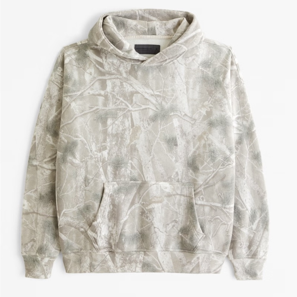 Abercrombie & fitch Essential Popover Hoodie, Light Gray Camo, camo hoodie